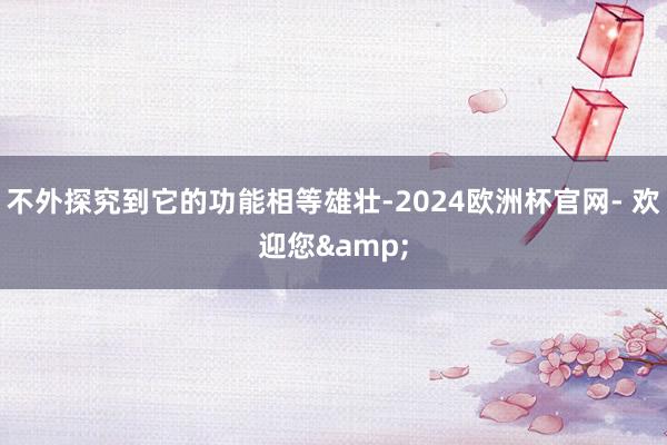 不外探究到它的功能相等雄壮-2024欧洲杯官网- 欢迎您&