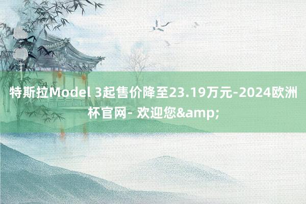 特斯拉Model 3起售价降至23.19万元-2024欧洲杯官网- 欢迎您&