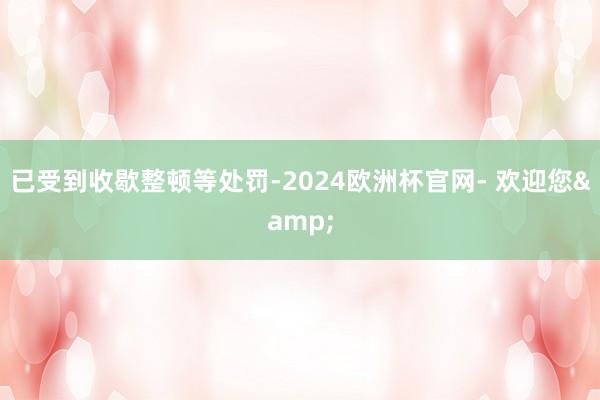 已受到收歇整顿等处罚-2024欧洲杯官网- 欢迎您&