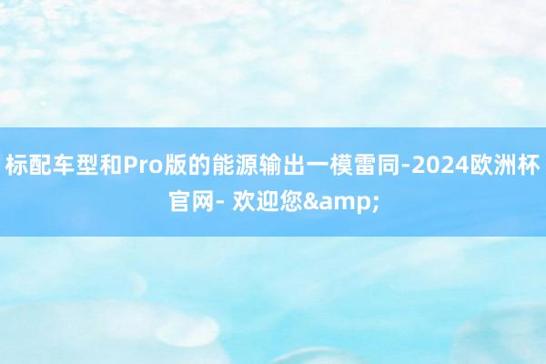 标配车型和Pro版的能源输出一模雷同-2024欧洲杯官网- 欢迎您&