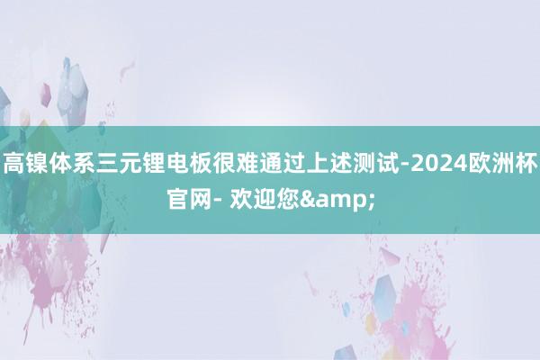 高镍体系三元锂电板很难通过上述测试-2024欧洲杯官网- 欢迎您&