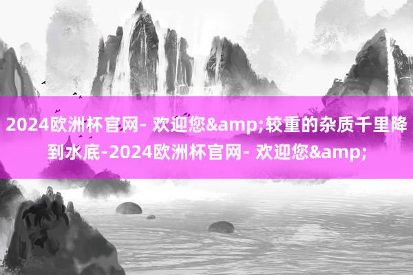 2024欧洲杯官网- 欢迎您&较重的杂质千里降到水底-2024欧洲杯官网- 欢迎您&